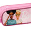 Trousse Barbie rose et blanc avec 2 fermetures éclair et poignée latérale