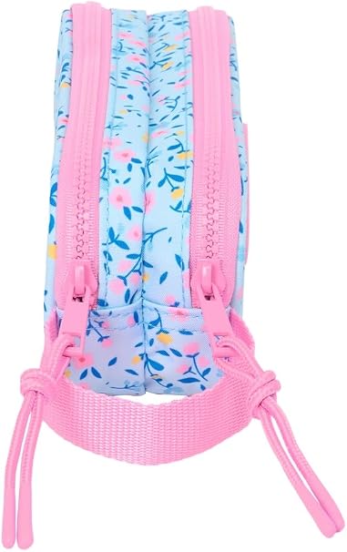 Trousse 2 Zips Fleur Vicky Martín Berrocal — Bleu & Rose