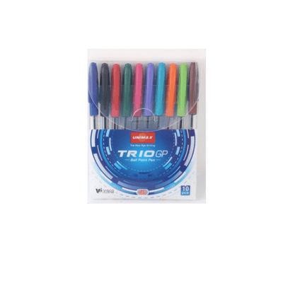 POCHETTEDE 10 STYLOS A BILLE TRIO GP 1MM - UNIMAX - Librairie Oxford City