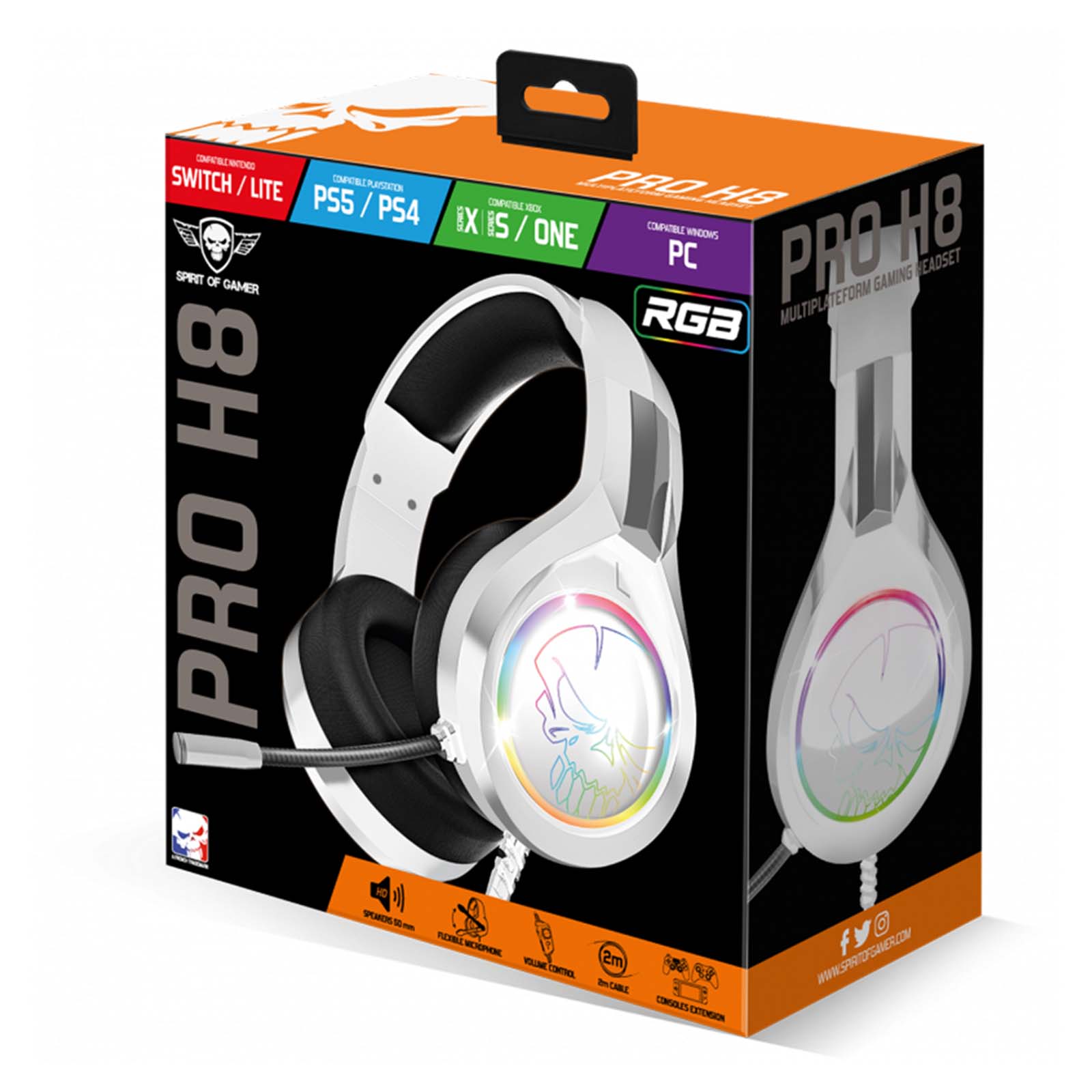 Casque Gaming PRO H8 LED RGB avec Microphone - Librairie Oxford City