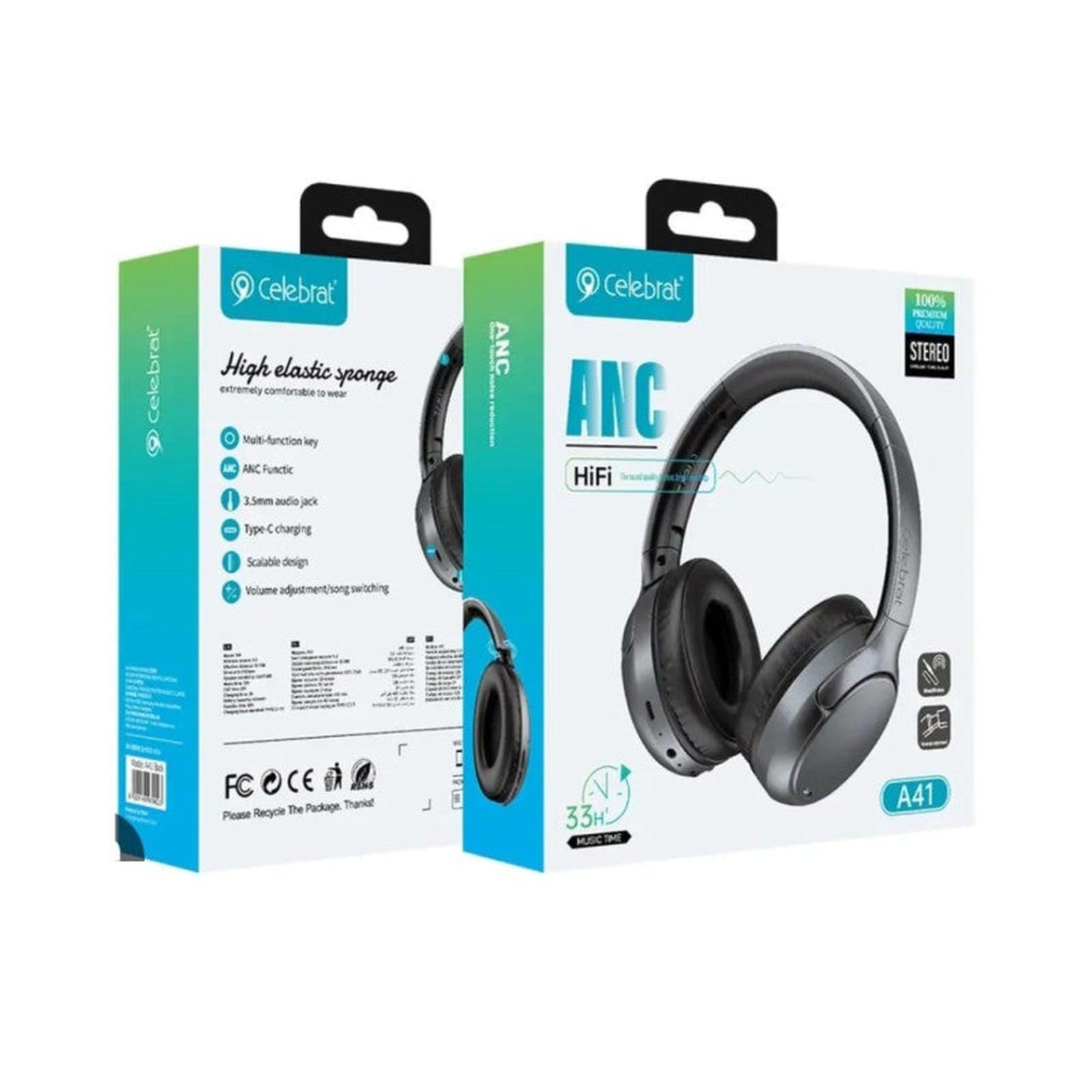 Casque Sans Fil Bluetooth Célébrate A41 ANC 33H / Noir - Librairie Oxford City