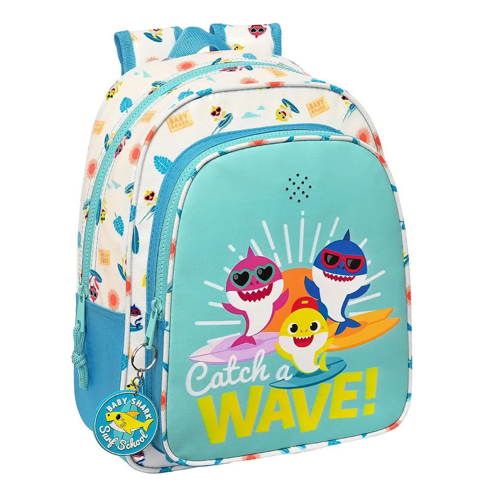 Cartable à roulettes Baby Shark bleu et blanc pour enfant