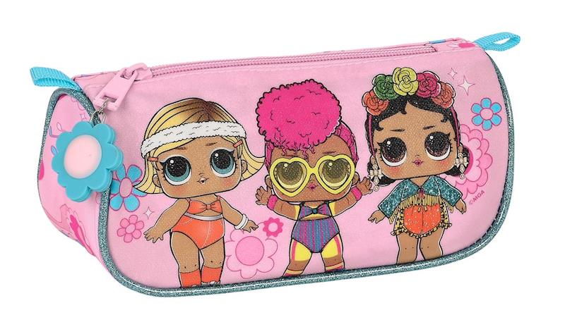 Trousse scolaire L.O.L. Surprise! rose et bleue avec fermeture éclair et imprimé personnages
