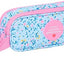 Trousse scolaire 2 zips motif fleur bleu et rose Vicky Martín Berrocal