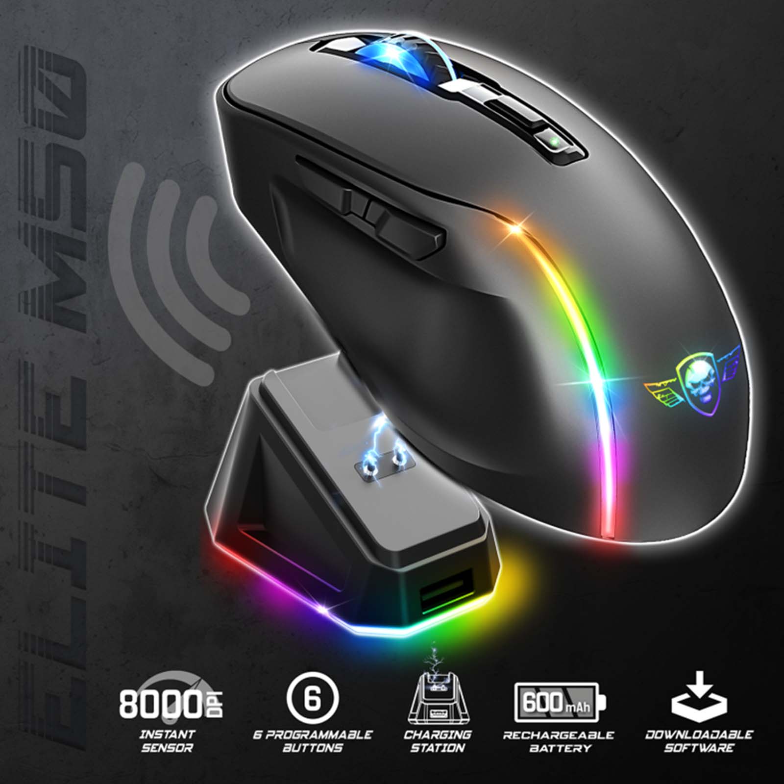 Souris de Jeu Sans Fil Elite M50 Dark RGB - Librairie Oxford City