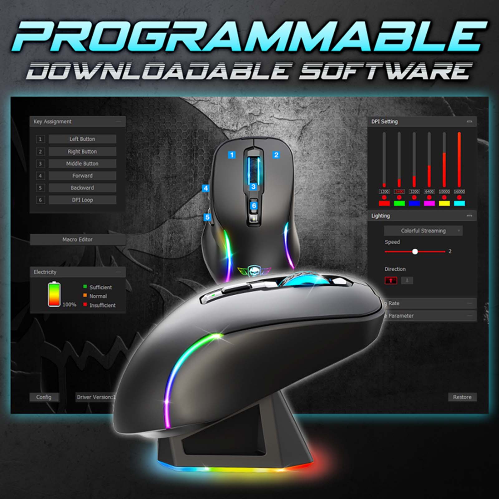 Souris de Jeu Sans Fil Elite M50 Dark RGB - Librairie Oxford City