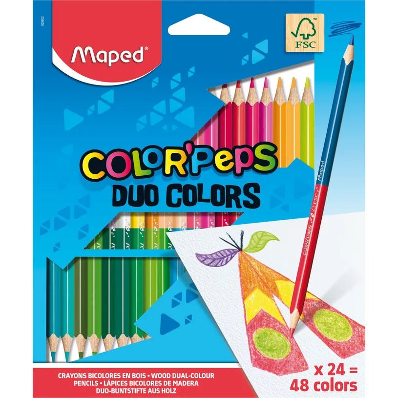 Maped Color'Peps Duo - 24 Crayons de couleur 2 - en - 1 - Librairie Oxford City