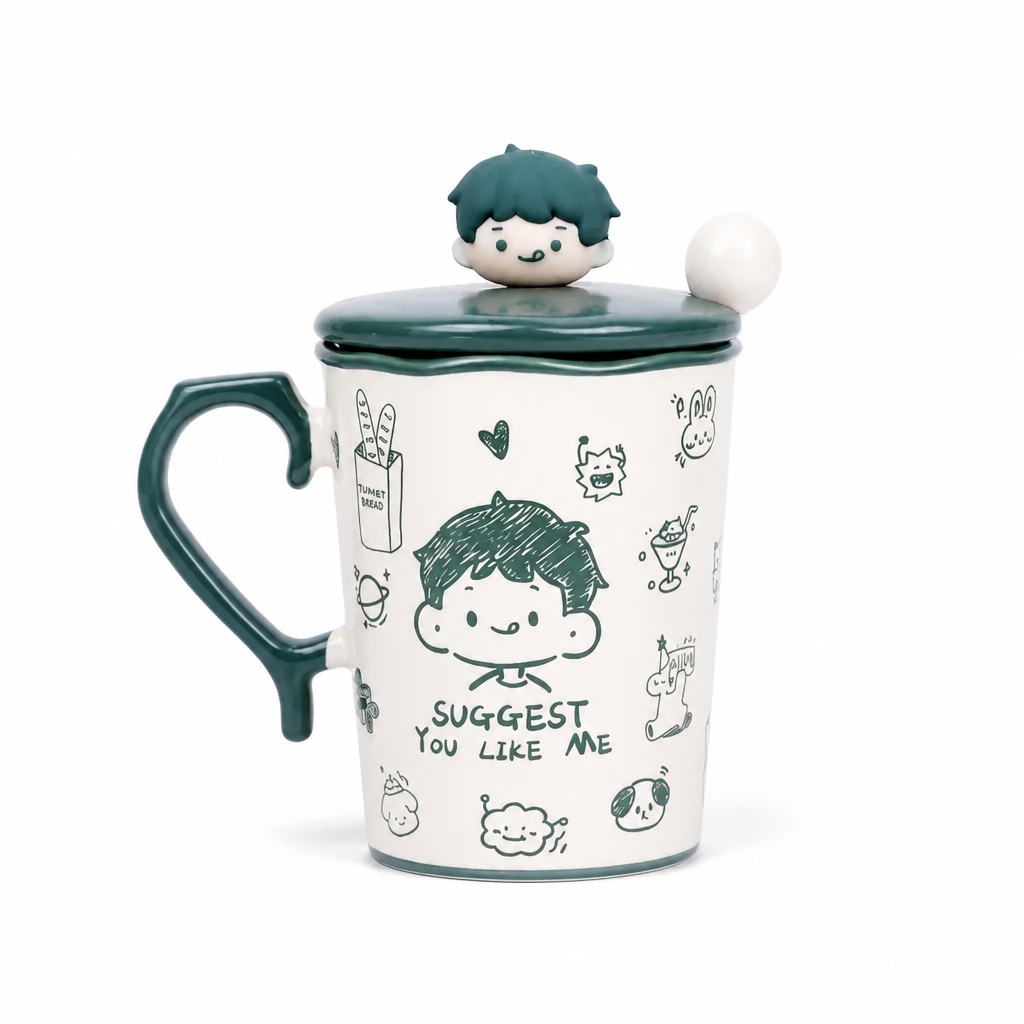 Mug en Céramique avec Couvercle — Illustrations Cartoon