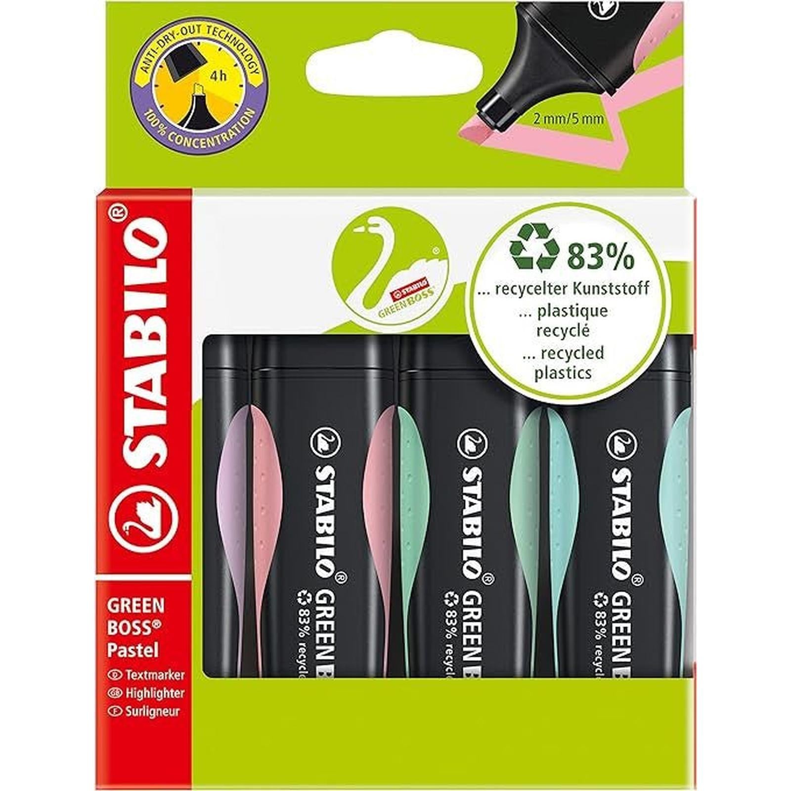 Ensemble 4 STABILO Green Boss - Pastel - Librairie Oxford City