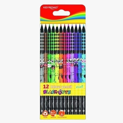 Ensemble de 12 Crayons Couleur Black Cute - KEYROAD - Librairie Oxford City
