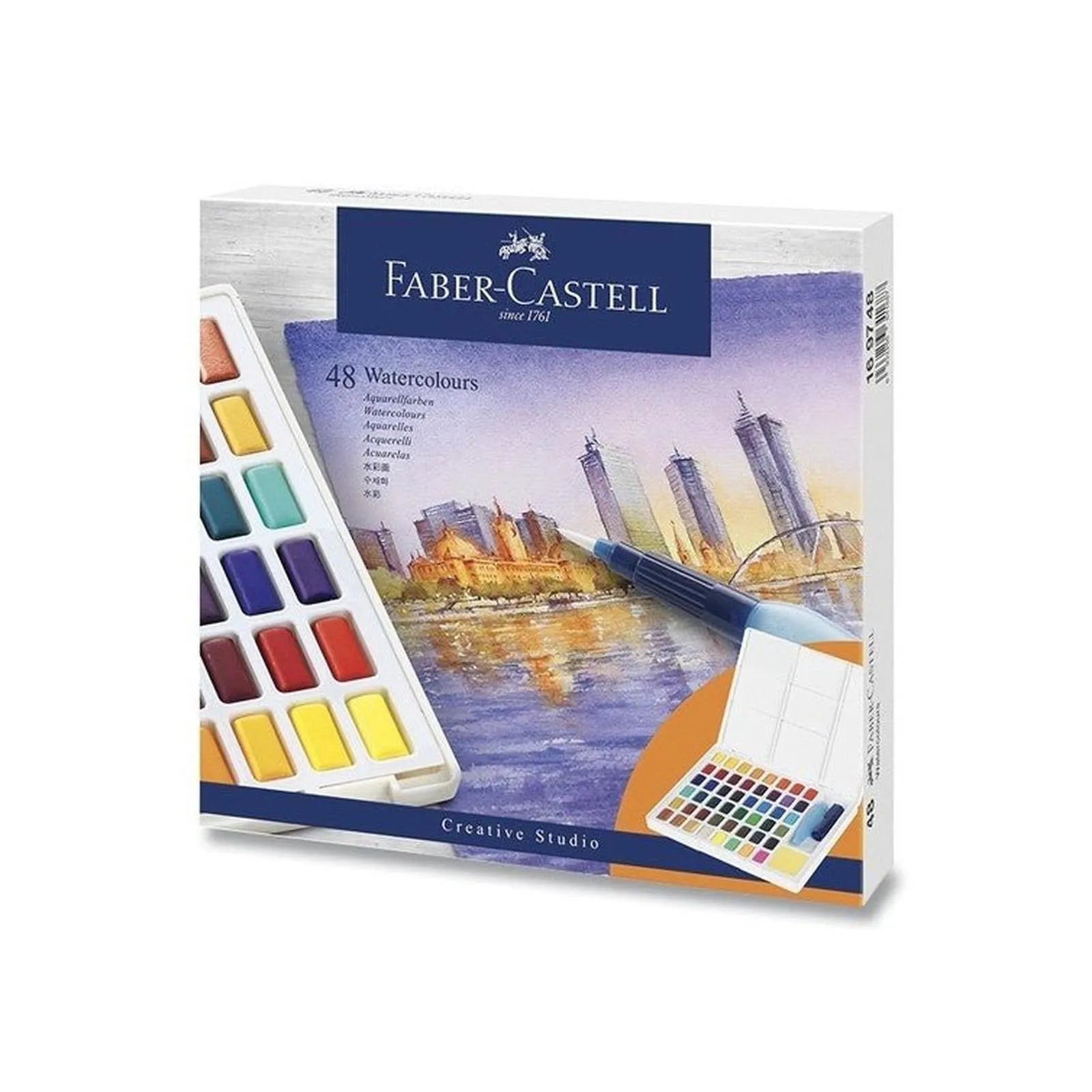 Ensemble de 48 aquarelles en casseroles | Faber - Castell 🎨🖌️ - Librairie Oxford City