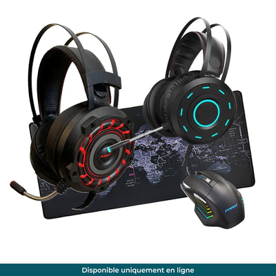 Pack Gamer (Exclusivité Web) – 2 Casques (AS30 & AS40) + Souris FV - X7 + Tapis XXL (au choix) - Librairie Oxford City
