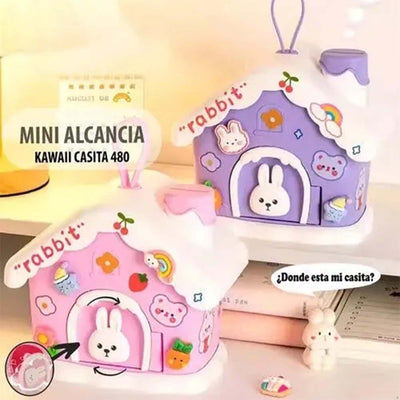 Tirelire Maison Kawaii – Casita Rabbit avec Stickers Décoratifs – Mini Piggy Bank Enfant