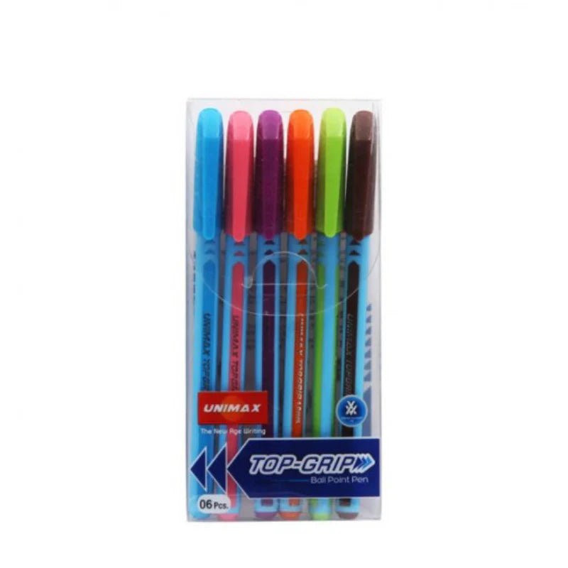 Pochette de 6 Stylos Top Grip 1mm - Unimax - Librairie Oxford City