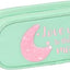 Trousse scolaire Blackfit8 2 compartiments vert et rose avec fermeture éclair