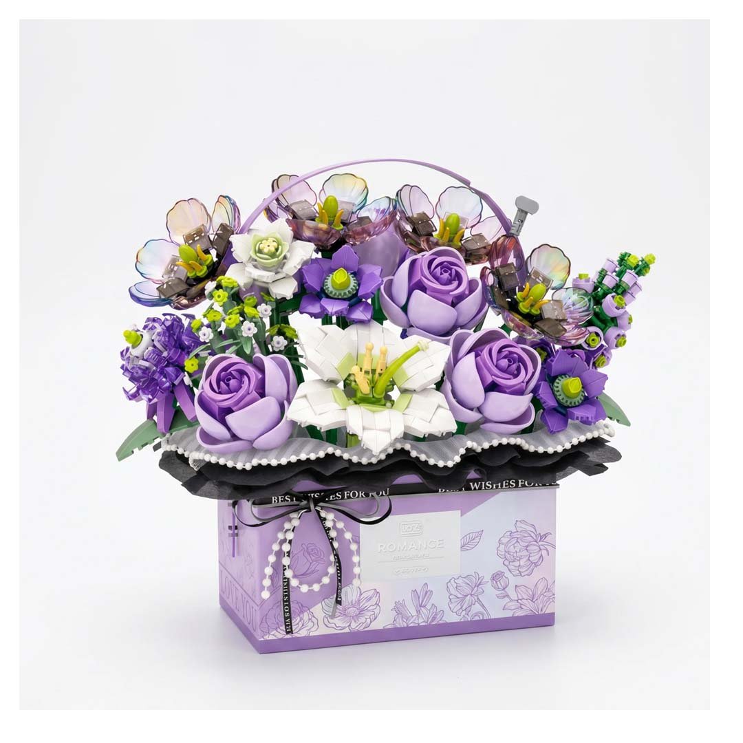 Bouquet Papillon en Briques – Romance Gift Box (Modèle au choix : Rose / Bleu / Violet / Fuchsia) - Librairie Oxford City