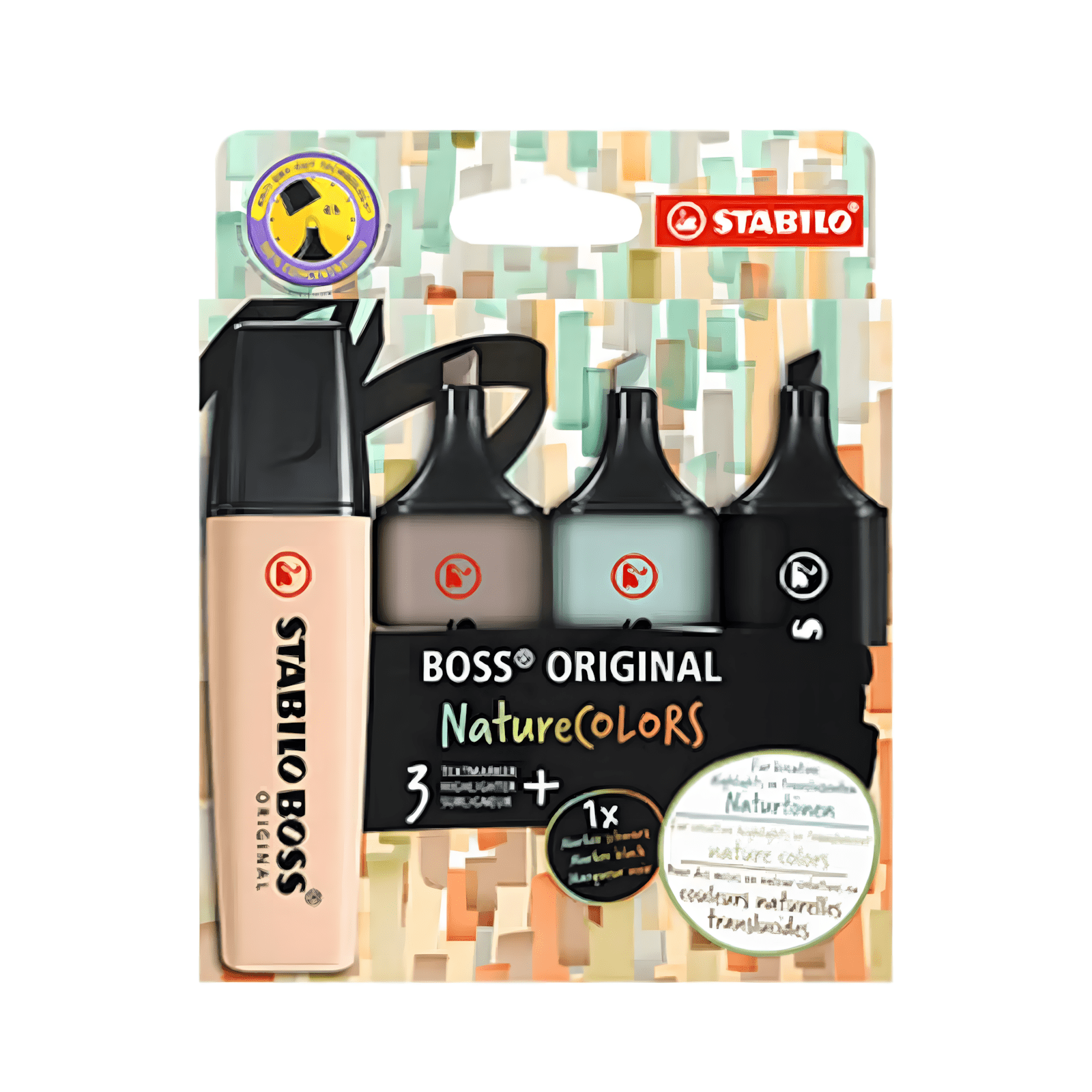 🍃 Pochette 4 Surligneurs STABILO BOSS® Original NatureColors ✍️ – Couleurs Naturelles & Harmonie Douce 🌾 - Librairie Oxford City