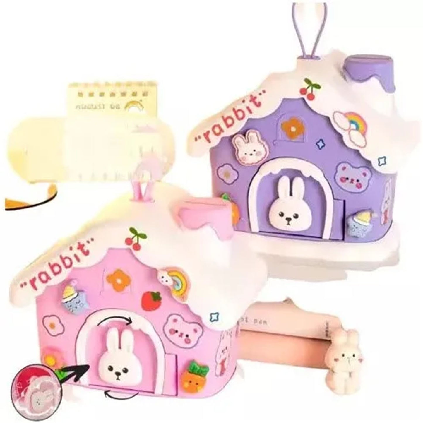 Tirelire Maison Kawaii – Casita Rabbit avec Stickers Décoratifs – Mini Piggy Bank Enfant