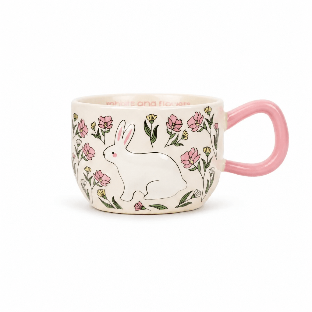 Mug Lapin & Fleurs – Céramique Illustrée - Librairie Oxford City