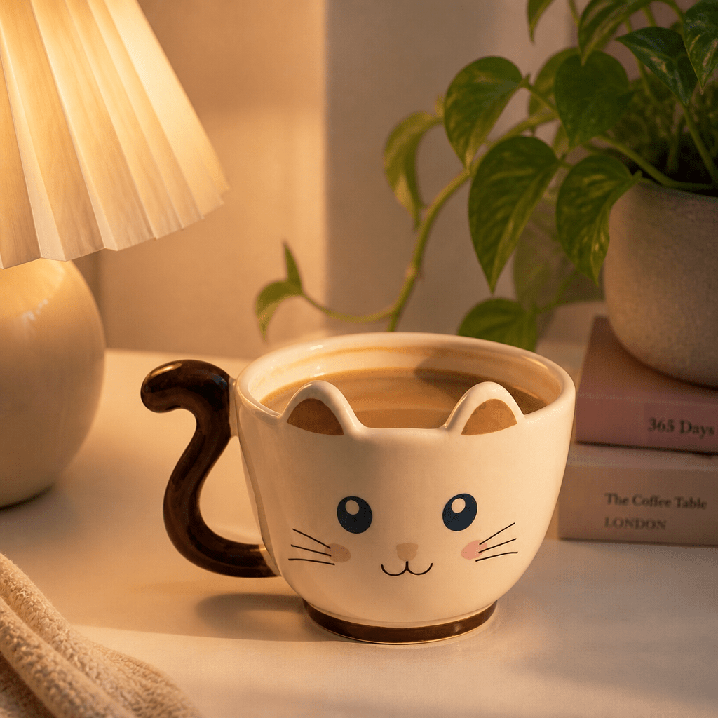 Mug Chat Kawaii – Céramique avec Anse Queue - Librairie Oxford City