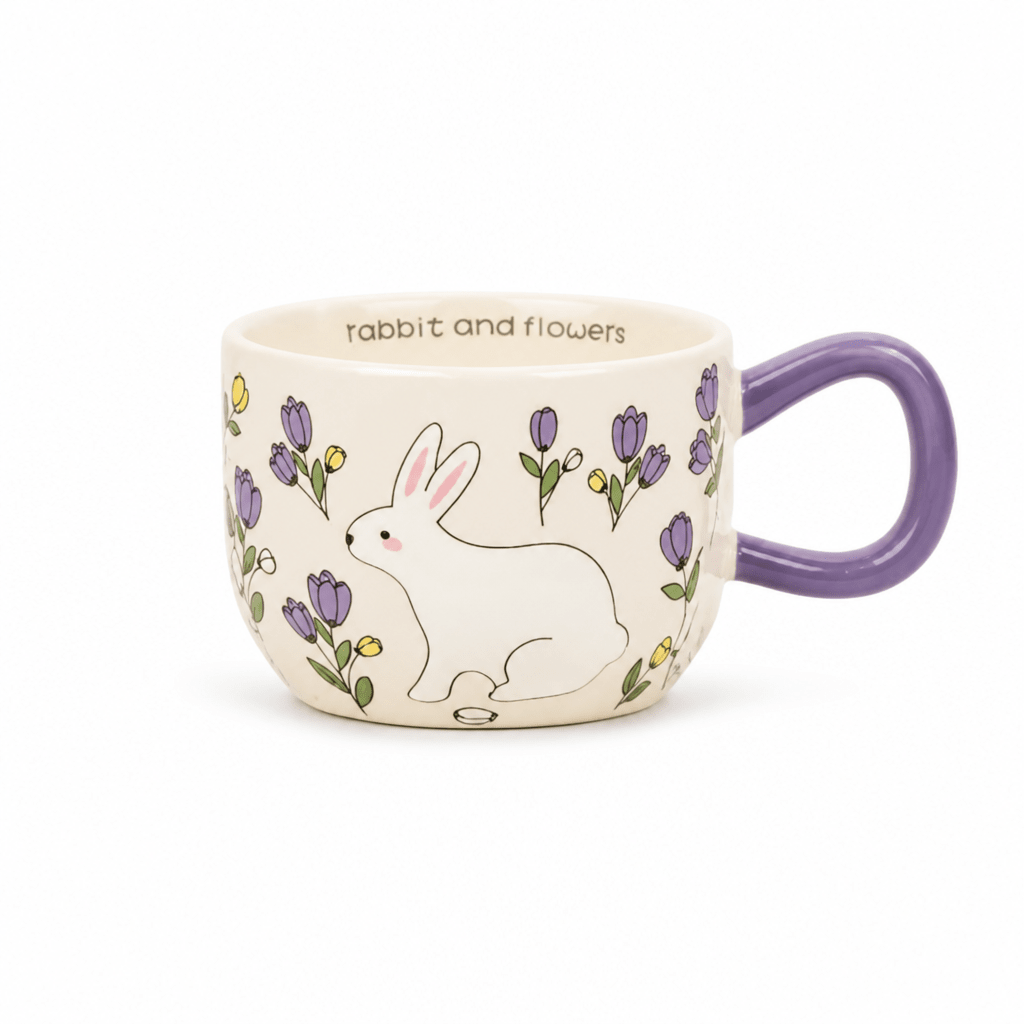 Mug Lapin & Fleurs – Céramique Illustrée - Librairie Oxford City