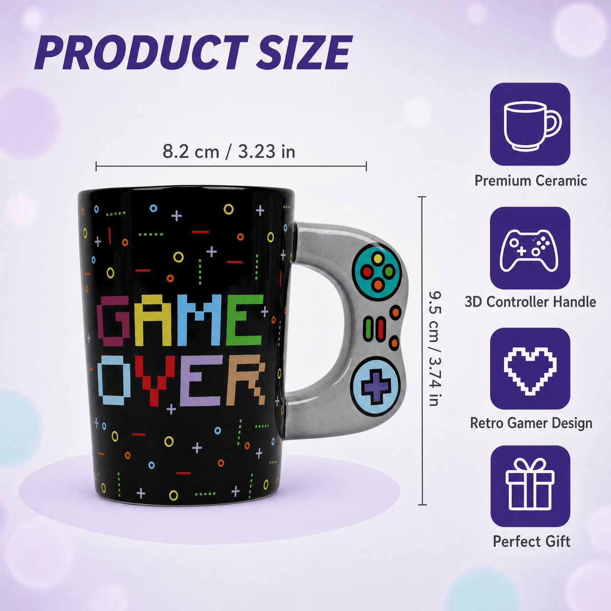 Mug Céramique Noir — Anse Manette de Jeu & Design Pixel - Librairie Oxford City