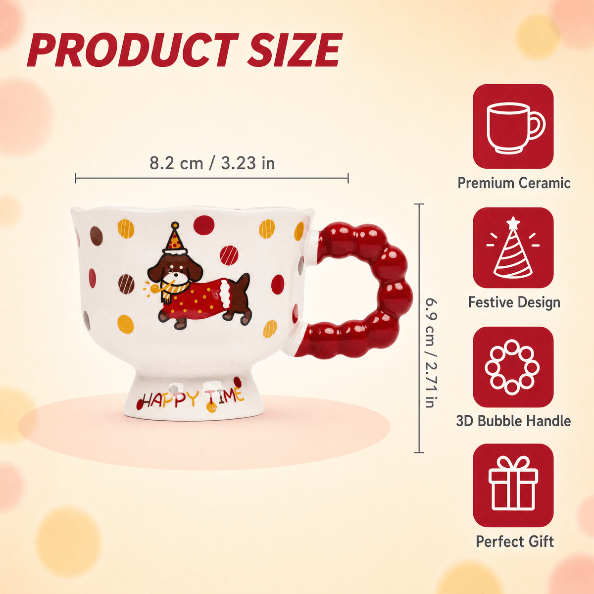 Mug en Céramique Happy Time — Illustration Chien - Librairie Oxford City