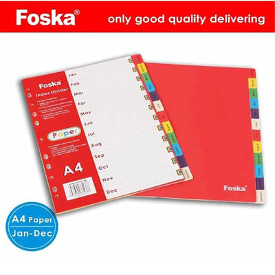 INTERCALAIRE EN PLASTIQUE DE 12 MOIS FOSKA - Librairie Oxford City