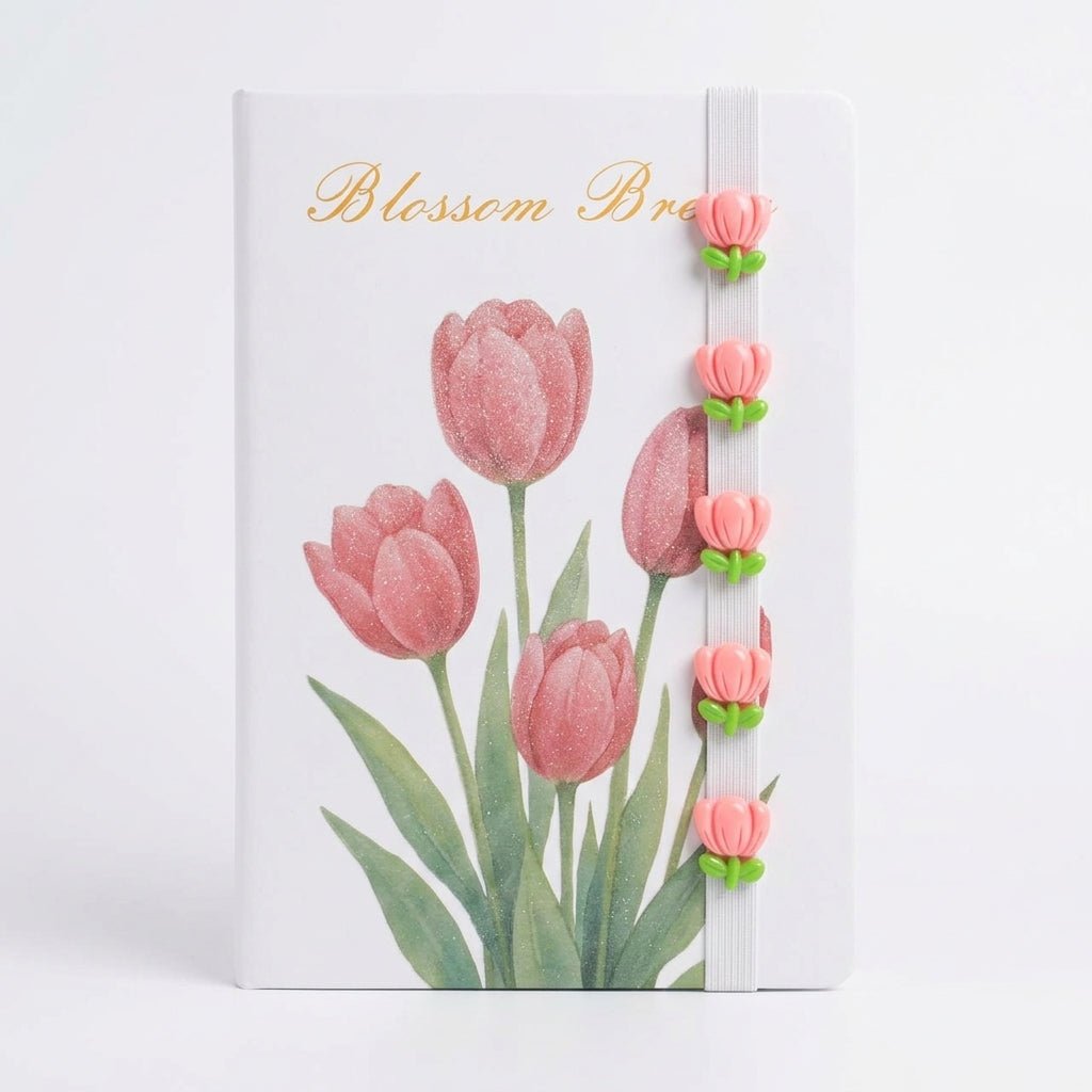 Notebook A5 Fantaisie – Couverture Décorative & Fermeture Élastique avec Breloques | Modèles Assortis - Librairie Oxford City