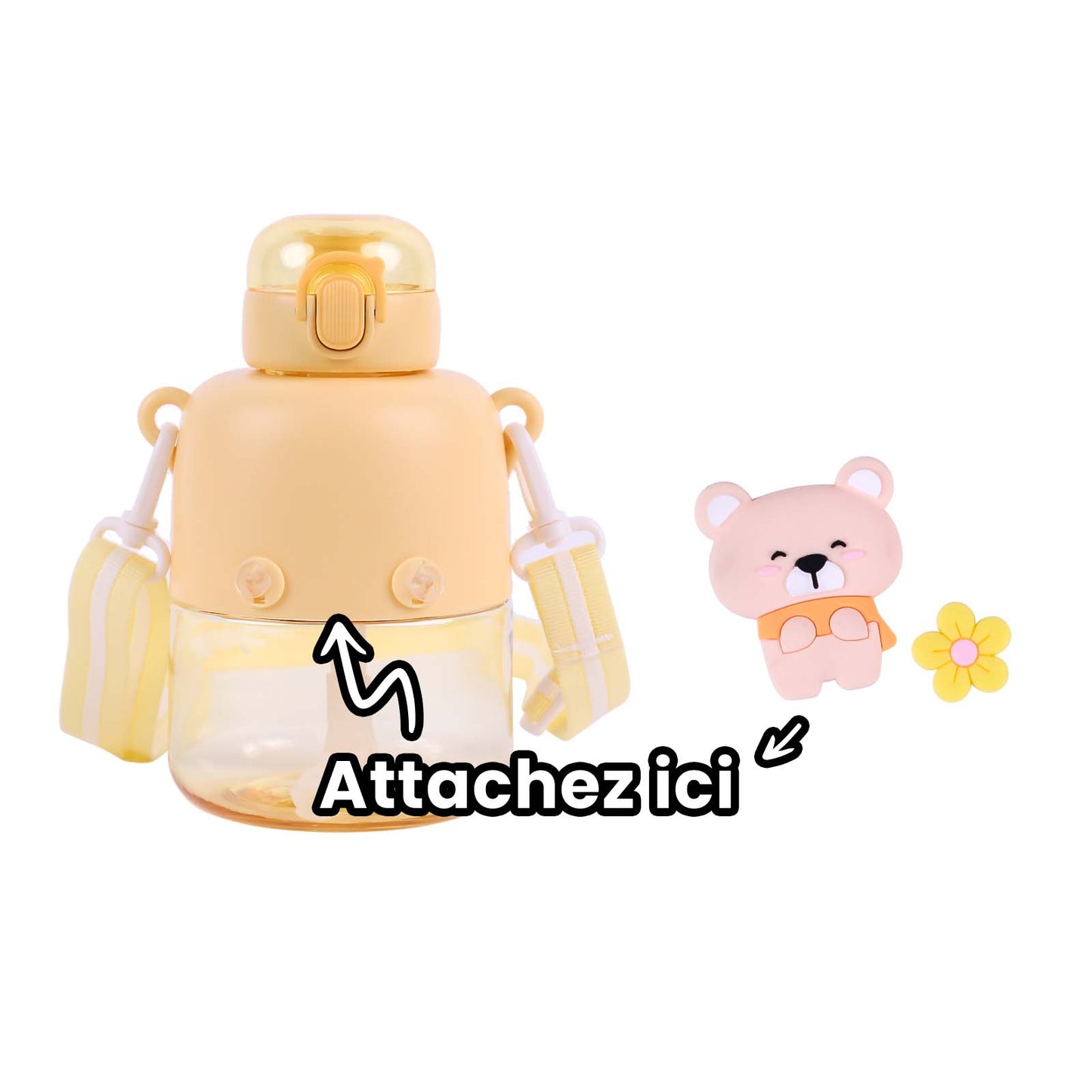 Gourde Enfant Robot avec Charm 16cm - Paille & Bandoulière