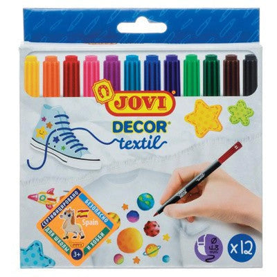 JOVI 12 FEUTRES DECOR TEXTIL - Librairie Oxford City