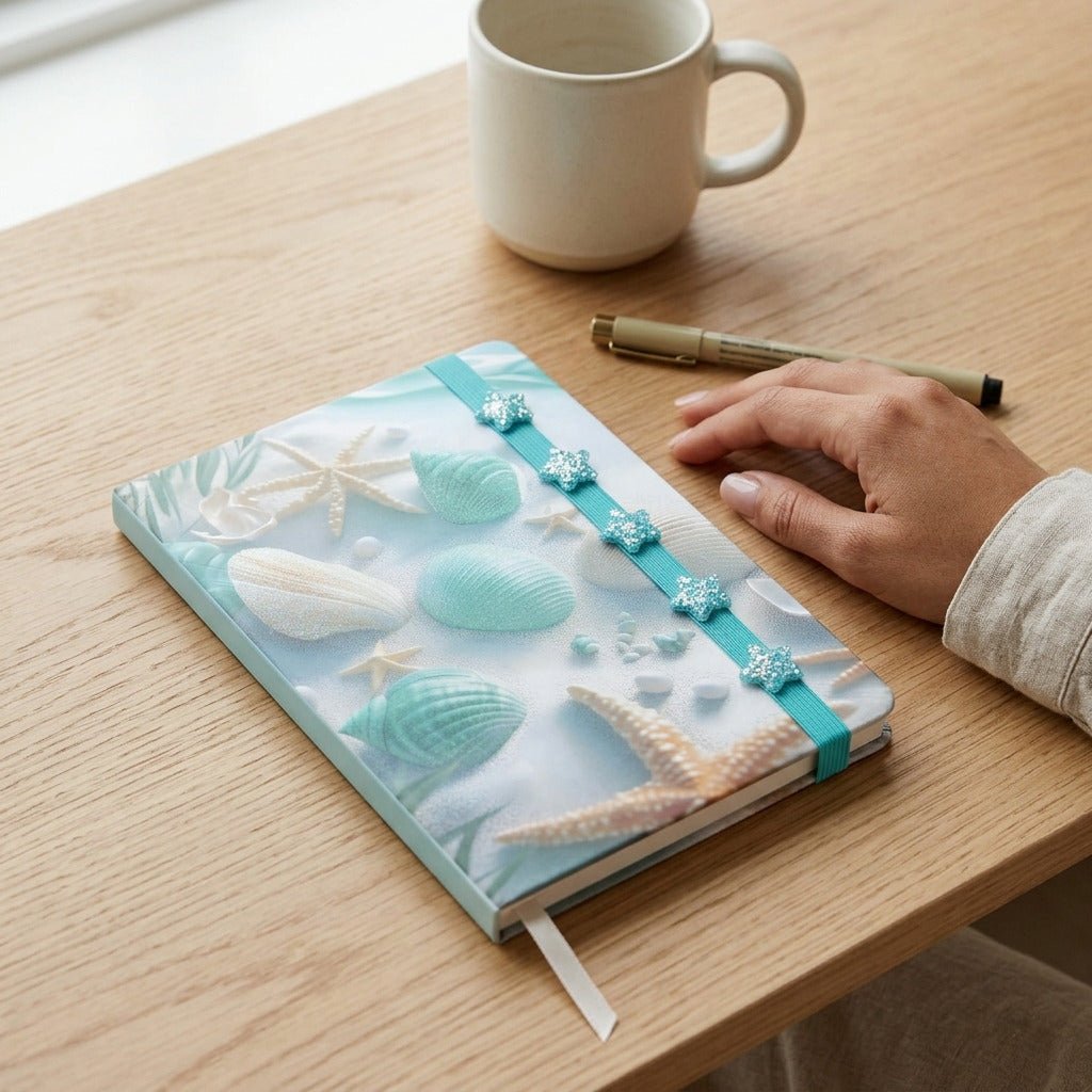 Notebook A5 Fantaisie – Couverture Décorative & Fermeture Élastique avec Breloques | Modèles Assortis - Librairie Oxford City