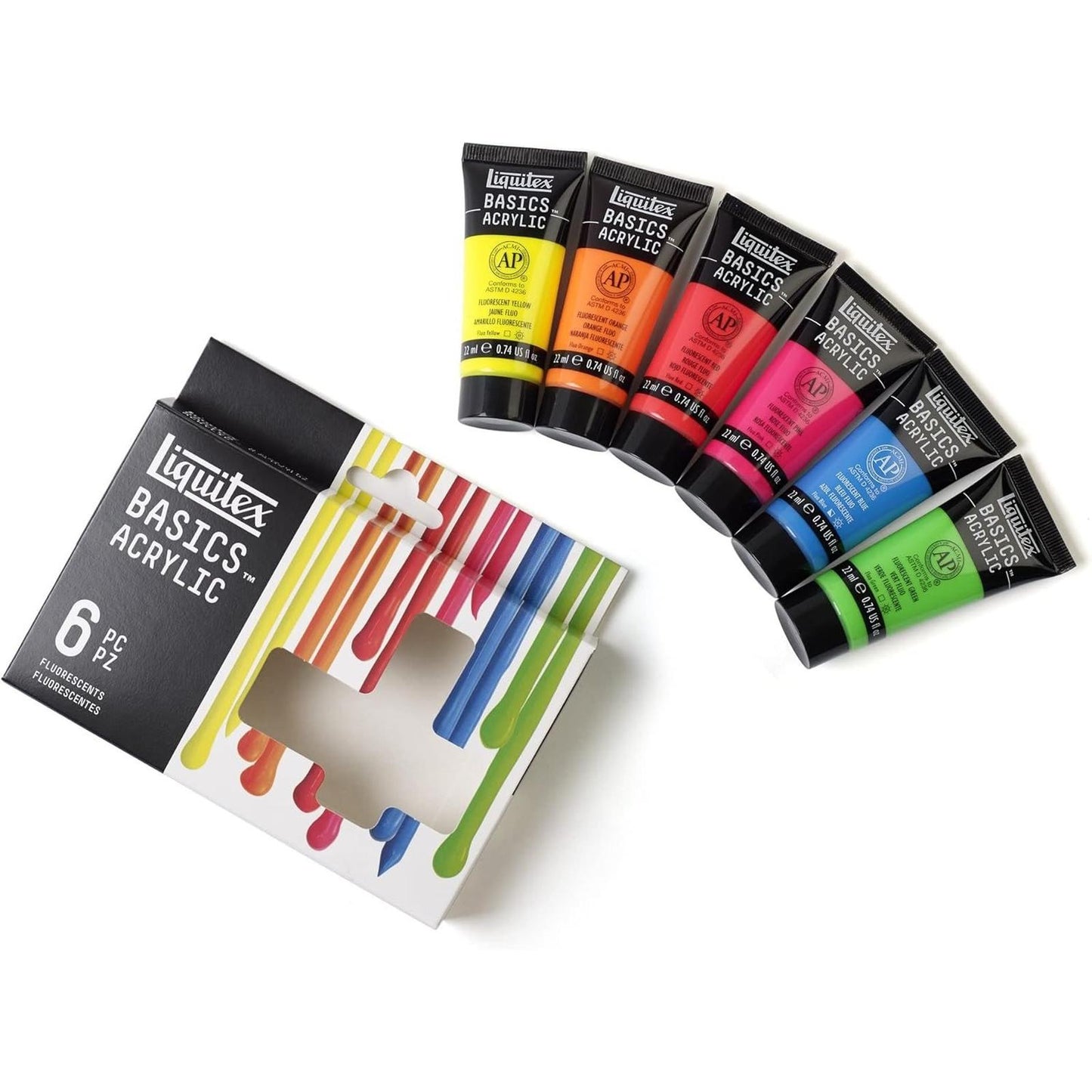 Liquitex Acrylic Basics Set de 6x22ml fluorescentes - Librairie Oxford City