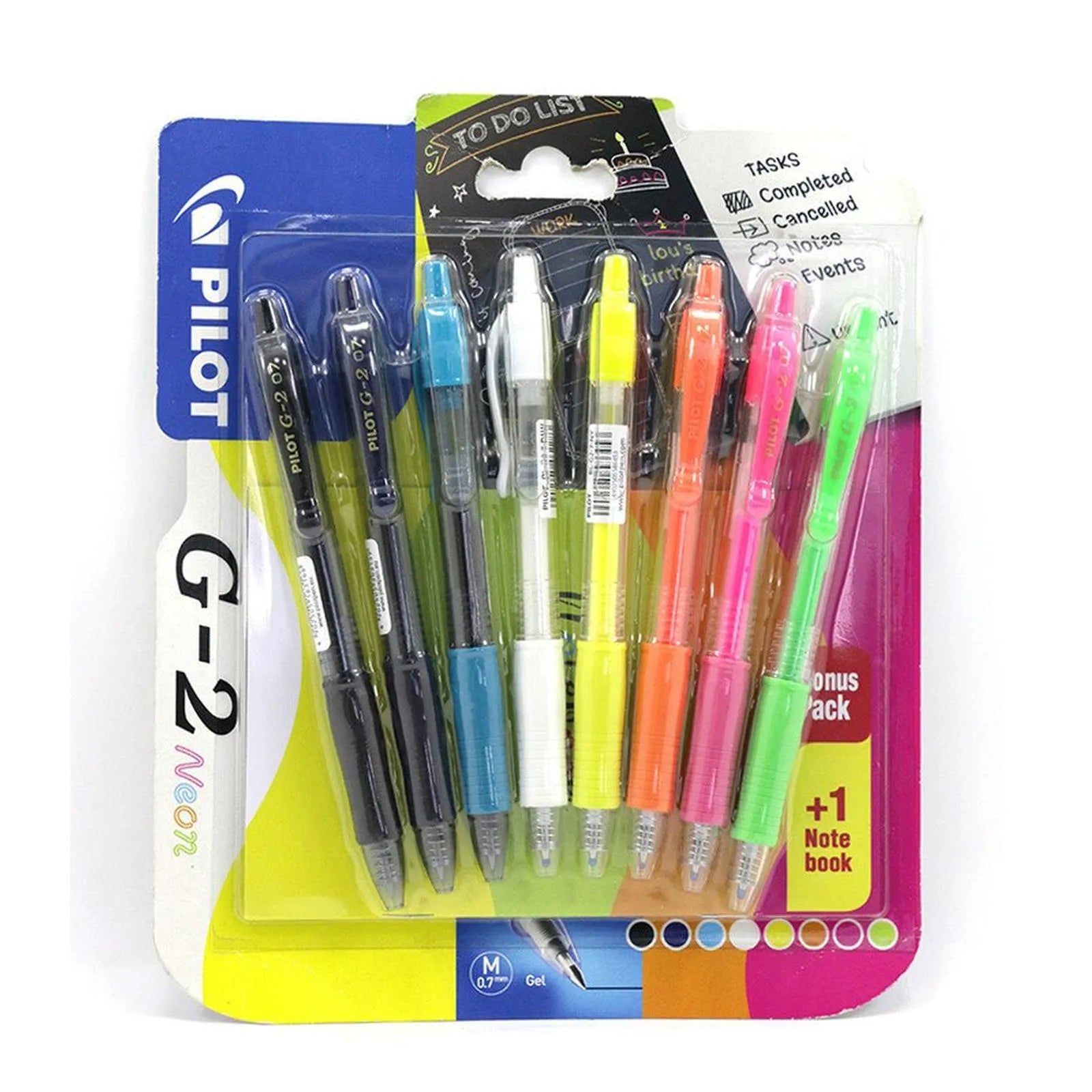 Lot de 8 Stylos Pilot G - 2 Neon 0.7 M - Librairie Oxford City