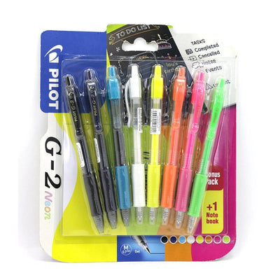 Lot de 8 Stylos Pilot G - 2 Neon 0.7 M - Librairie Oxford City