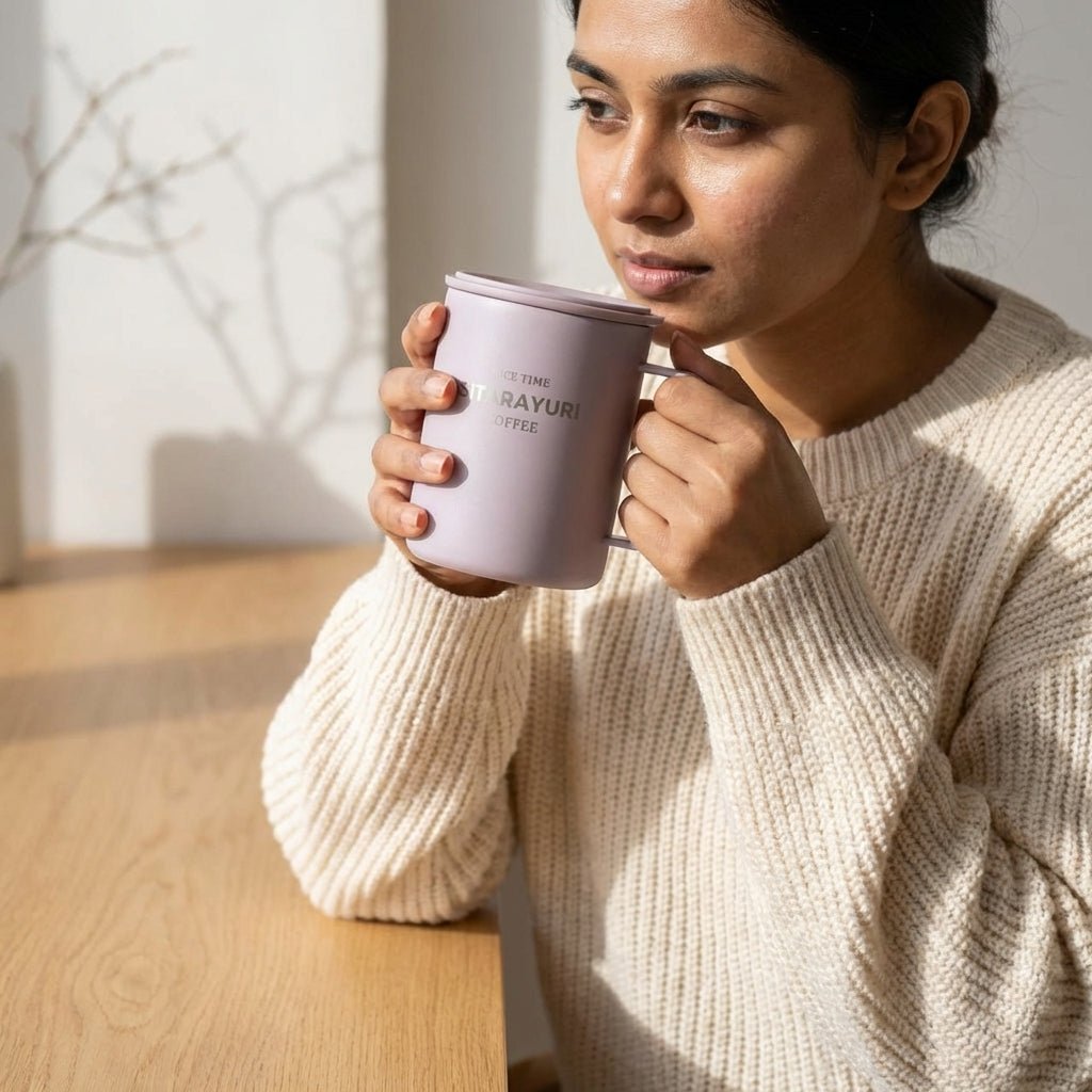 Mug Inox Sitarayuri Coffee – Tasse Isotherme avec Anse et Couvercle | Oxford City - Librairie Oxford City