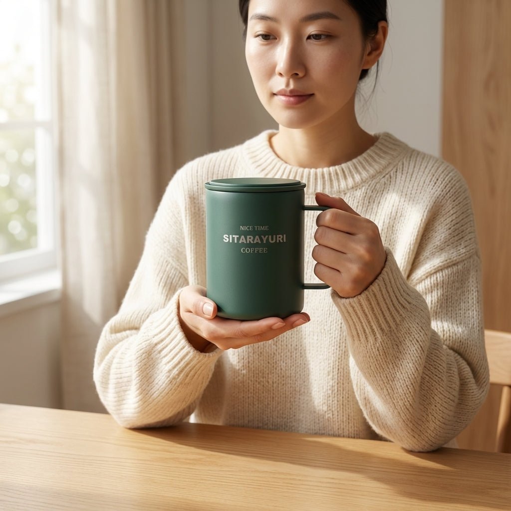 Mug Inox Sitarayuri Coffee – Tasse Isotherme avec Anse et Couvercle | Oxford City - Librairie Oxford City