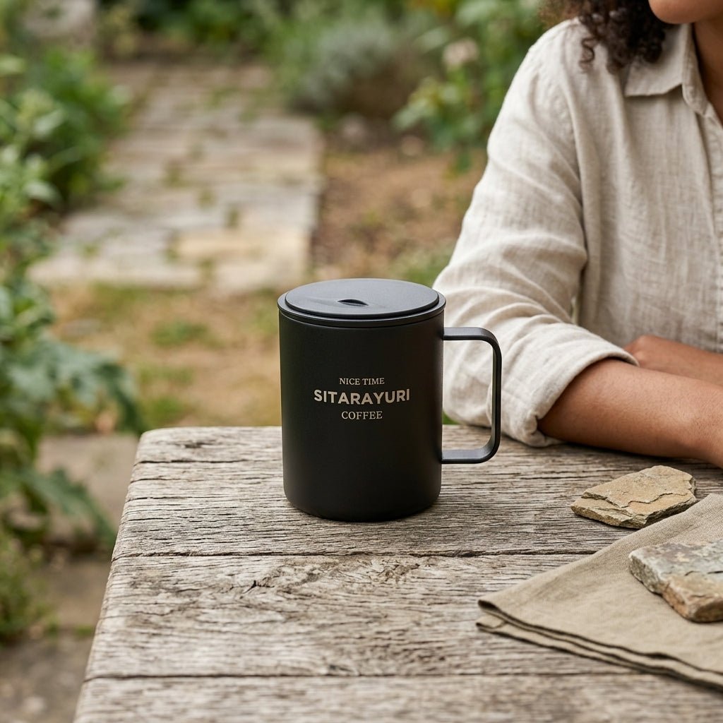 Mug Inox Sitarayuri Coffee – Tasse Isotherme avec Anse et Couvercle | Oxford City - Librairie Oxford City