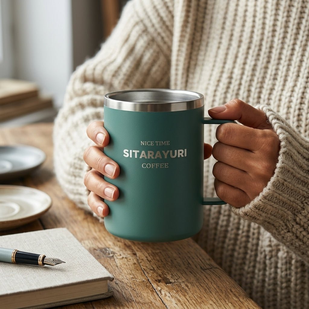 Mug Inox Sitarayuri Coffee – Tasse Isotherme avec Anse et Couvercle | Oxford City - Librairie Oxford City