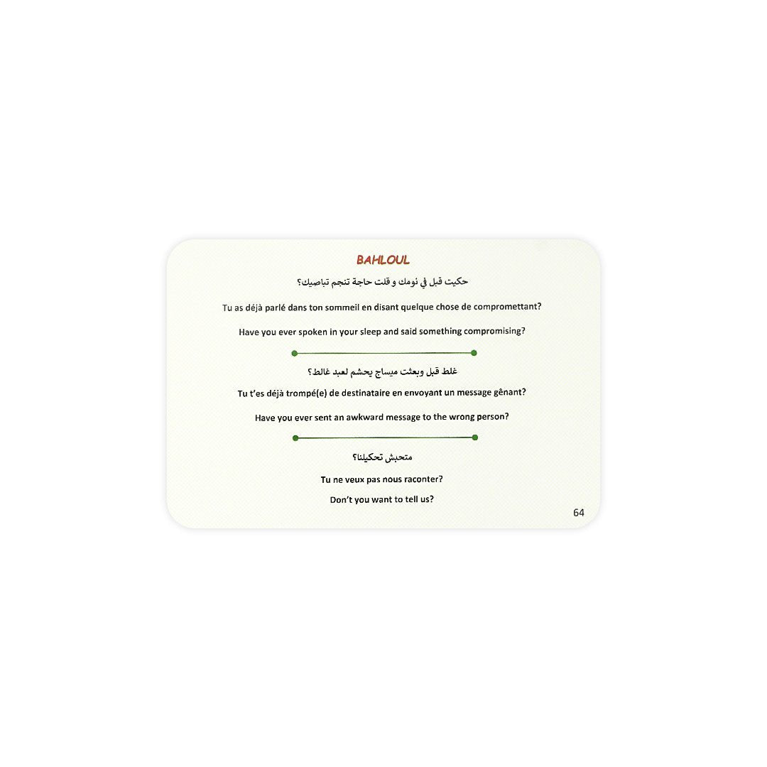 Jeu de cartes "Ni Oui Ni Non" avec 600 Questions en tunisien, français et anglais - Librairie Oxford City