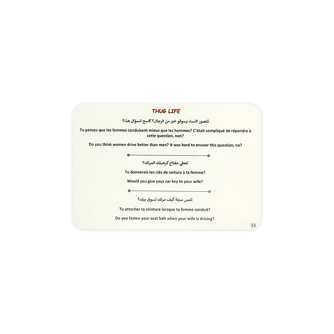 Jeu de cartes "Ni Oui Ni Non" avec 600 Questions en tunisien, français et anglais - Librairie Oxford City