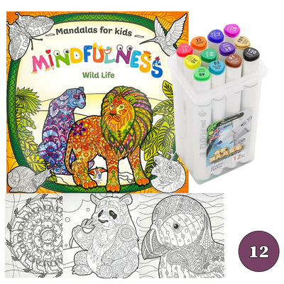 🧘‍♀️ Pack Mandalas + Crayons Graphic Marker — Mindfulness Kids - Librairie Oxford City