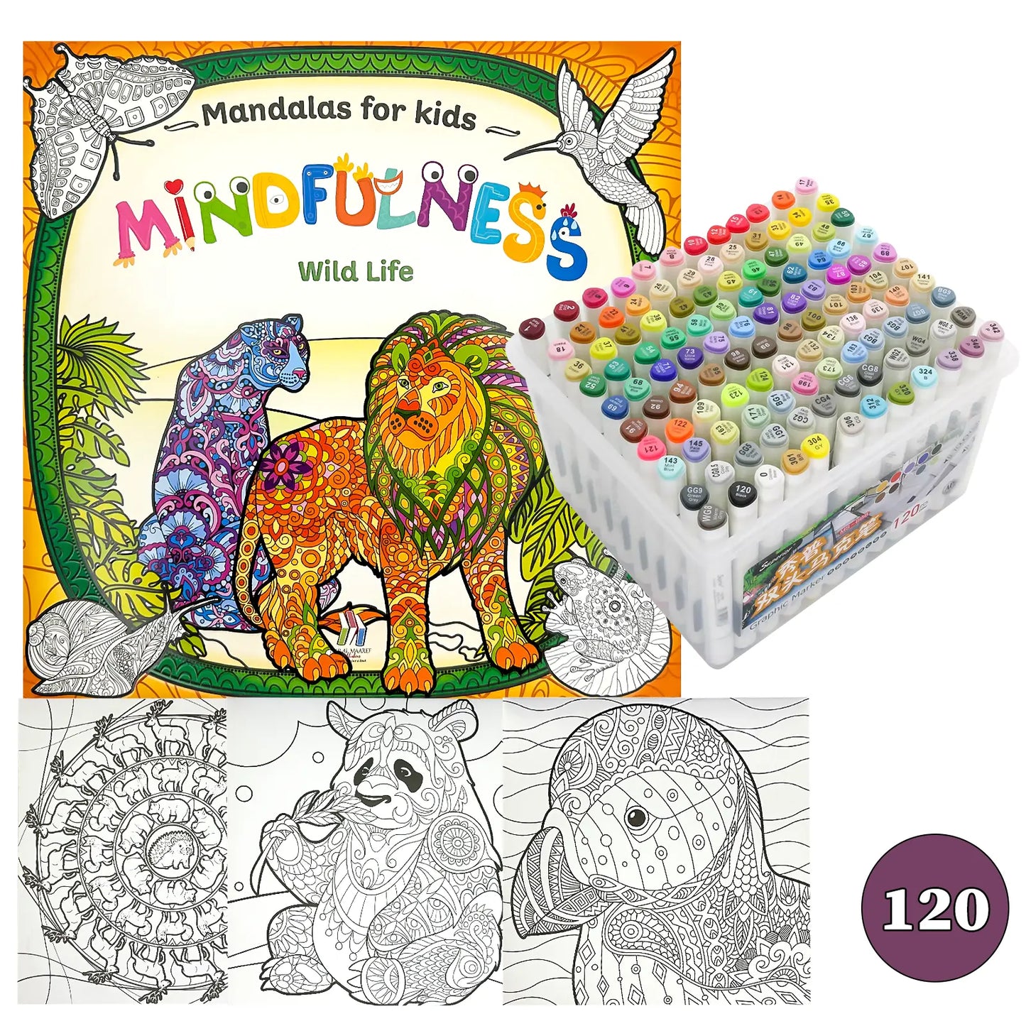 🧘‍♀️ Pack Mandalas + Crayons Graphic Marker — Mindfulness Kids - Librairie Oxford City