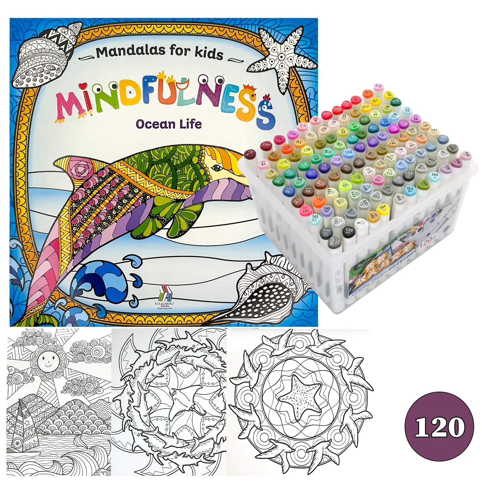 🧘‍♀️ Pack Mandalas + Crayons Graphic Marker — Mindfulness Kids - Librairie Oxford City