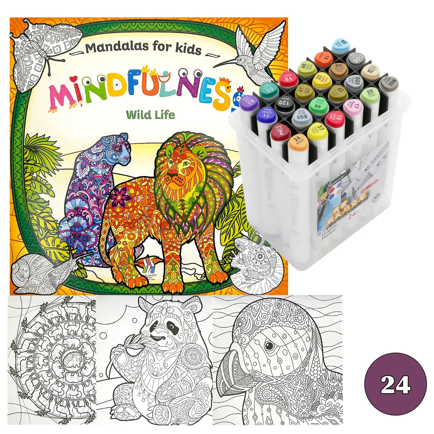 🧘‍♀️ Pack Mandalas + Crayons Graphic Marker — Mindfulness Kids - Librairie Oxford City