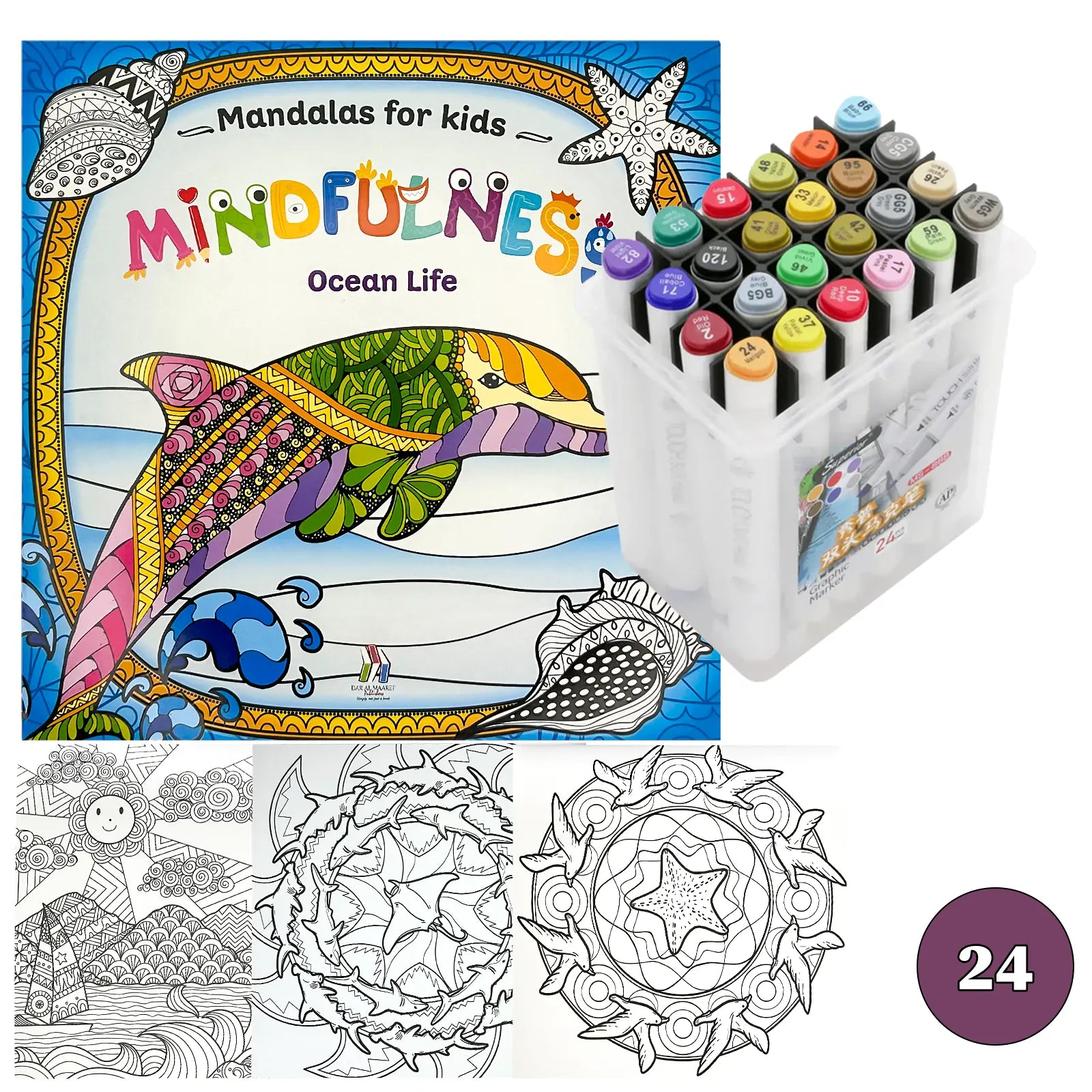 🧘‍♀️ Pack Mandalas + Crayons Graphic Marker — Mindfulness Kids - Librairie Oxford City