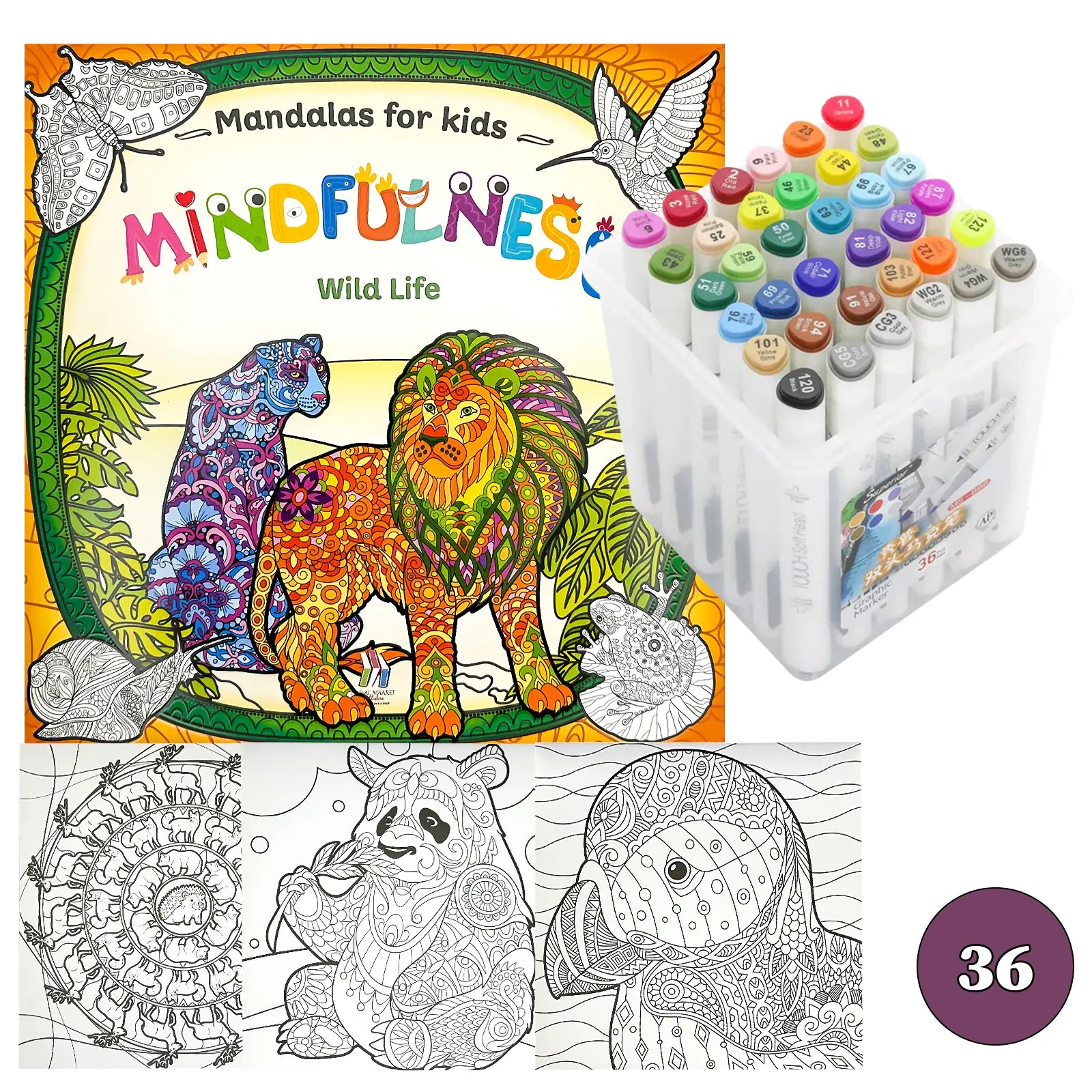 🧘‍♀️ Pack Mandalas + Crayons Graphic Marker — Mindfulness Kids - Librairie Oxford City