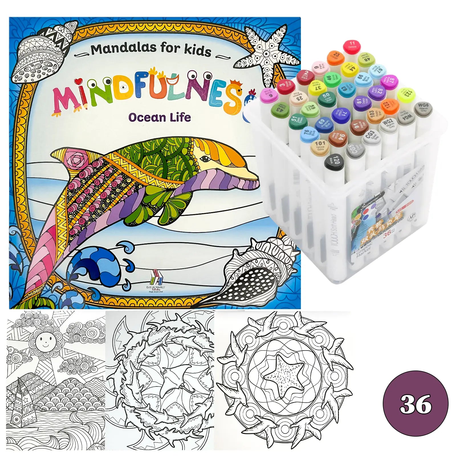 🧘‍♀️ Pack Mandalas + Crayons Graphic Marker — Mindfulness Kids - Librairie Oxford City