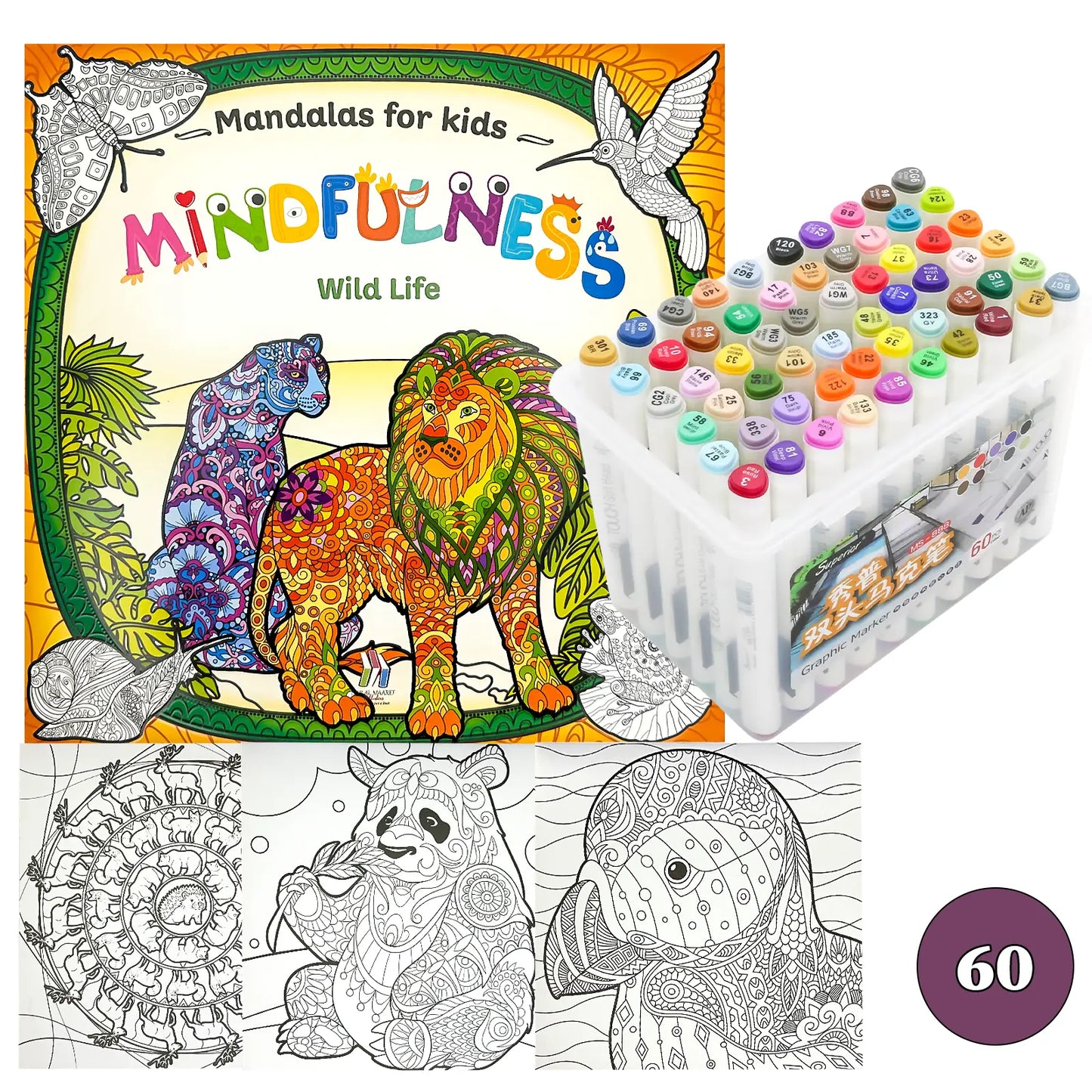🧘‍♀️ Pack Mandalas + Crayons Graphic Marker — Mindfulness Kids - Librairie Oxford City