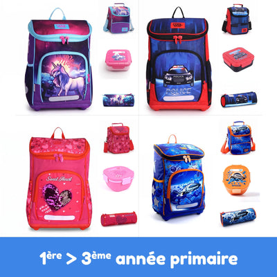 Pack 4 Pièces Cool School – Sac à Dos, Porte-Goûter, Trousse & Boîte à Repas - Librairie Oxford City